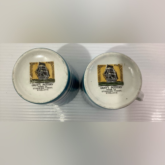 Grays Pottery Coffee Mugs Set of Two Blue/White England - Picture 4 of 6